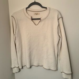 Madewell waffle long sleeve cream with brown details